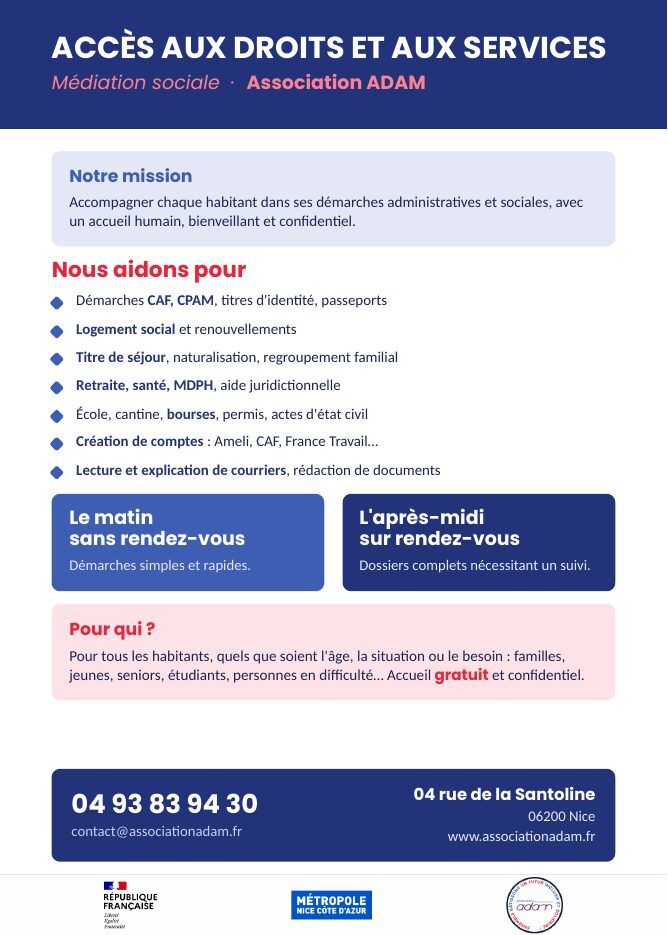 Flyer (verso) : Accès aux droits et aux services